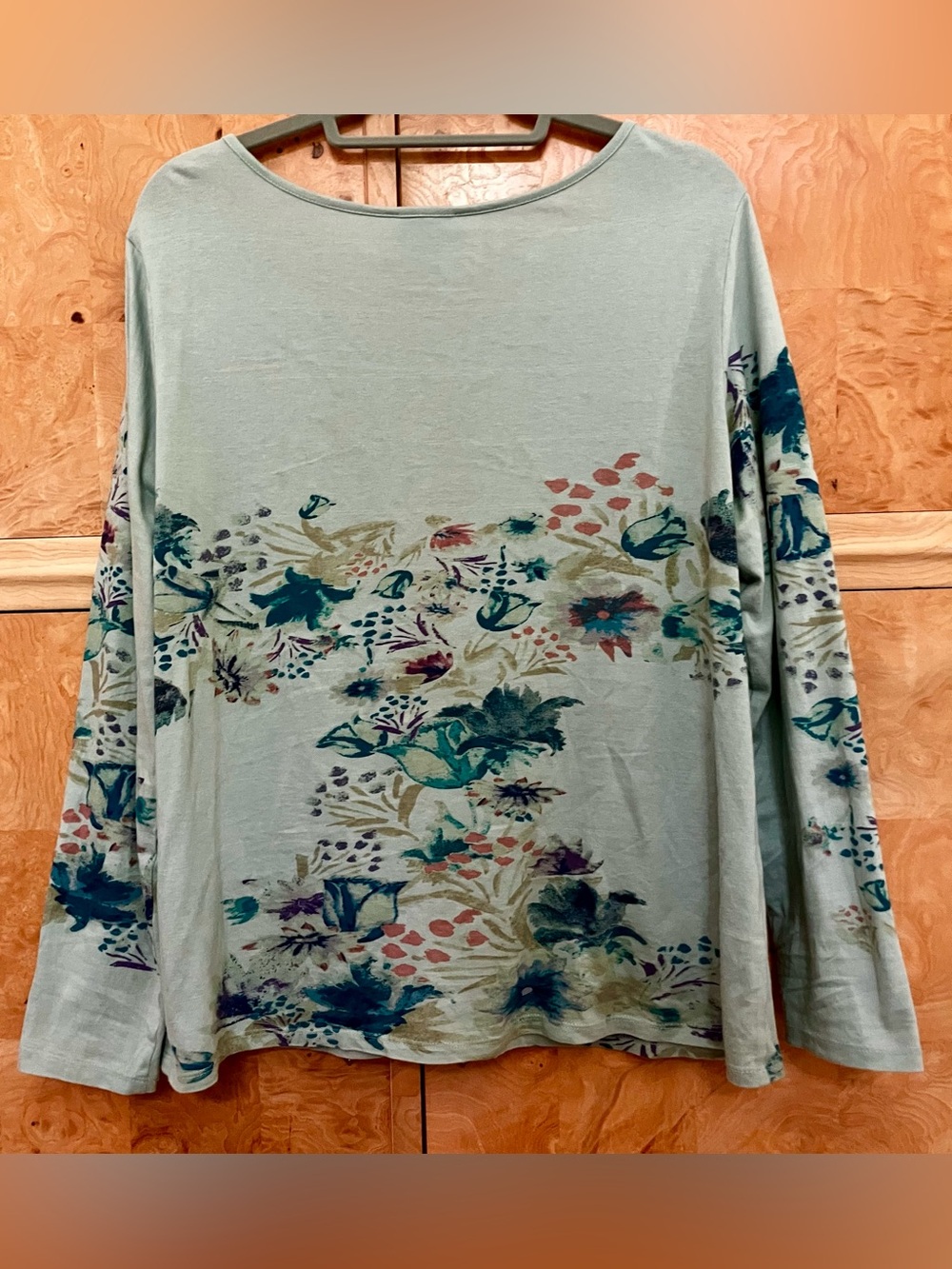 Sundance Blue Wild Floral Long-Sleeve Tee Size L - Picture 2 of 9